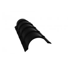 ГРАНД ЛАЙН Планка конька полукруглого 0,5 Satin с пленкой RAL 9005 черный (1,97м)