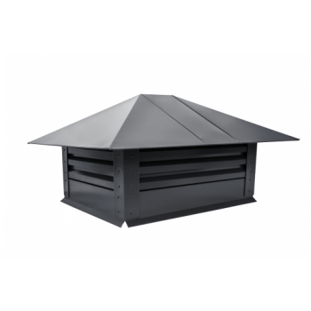 ГРАНД ЛАЙН Дымник на трубу с жалюзи 520х390мм 0,5 GreenCoat Pural BT с пленкой RR 23 темно-серый (RAL 7024 мокрый асфальт)