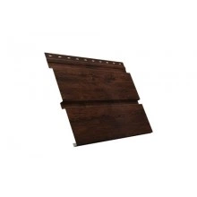 ГРАНД ЛАЙН Софит металлический Квадро брус с перфорацией 0,45 Print Elite с пленкой Chestnut Wood TwinColor