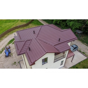 ГРАНД ЛАЙН Металлочерепица классик 0,5 Satin Matt RAL 8017 шоколад ГРАНД ЛАЙН Металлочерепица классик 0,5 Satin Matt RAL 8017 шоколад