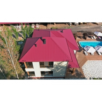 ГРАНД ЛАЙН Металлочерепица классик 0,5 Satin RAL 3005 красное вино ГРАНД ЛАЙН Металлочерепица классик 0,5 Satin RAL 3005 красное вино