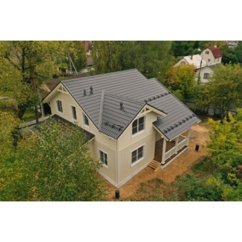 ГРАНД ЛАЙН Металлочерепица классик 0,5 Satin RAL 7024 мокрый асфальт