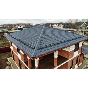ГРАНД ЛАЙН Металлочерепица кредо 0,5 Satin Matt RAL 7016 антрацитово-серый