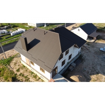 ГРАНД ЛАЙН Металлочерепица квинта плюс 0,5 Rooftop Бархат RR 32 темно-коричневый