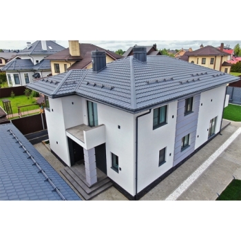 ГРАНД ЛАЙН Металлочерепица квинта плюс Grand Line 0,5 Satin Matt RAL 7024 мокрый асфальт ГРАНД ЛАЙН Металлочерепица квинта плюс Grand Line 0,5 Satin Matt RAL 7024 мокрый асфальт