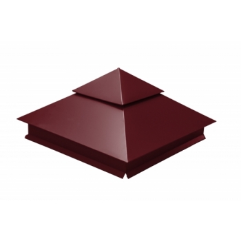 ГРАНД ЛАЙН Колпак на столб двойной 390х390мм 0,5 Satin с пленкой RAL 3005 красное вино ГРАНД ЛАЙН Колпак на столб двойной 390х390мм 0,5 Satin с пленкой RAL 3005 красное вино