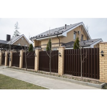 ГРАНД ЛАЙН Штакетник Круглый фигурный 0,45 PE-Double RAL 8017 шоколад ГРАНД ЛАЙН Штакетник Круглый фигурный 0,45 PE-Double RAL 8017 шоколад