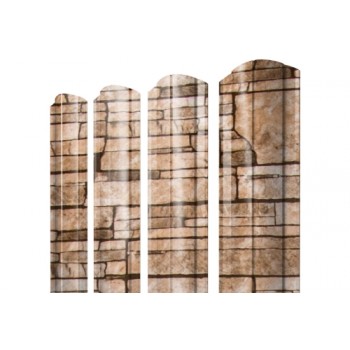 ГРАНД ЛАЙН Штакетник Круглый фигурный 0,45 Print Elite Sand Stone TwinColor ГРАНД ЛАЙН Штакетник Круглый фигурный 0,45 Print Elite Sand Stone TwinColor