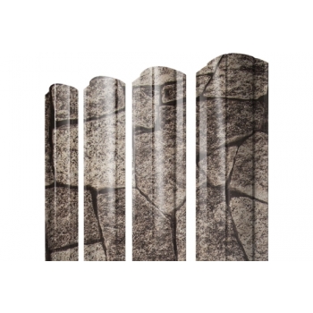 ГРАНД ЛАЙН Штакетник Круглый фигурный 0,45 Print Elite King Stone TwinColor ГРАНД ЛАЙН Штакетник Круглый фигурный 0,45 Print Elite King Stone TwinColor