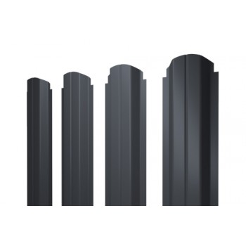 ГРАНД ЛАЙН Штакетник П-образный B фигурный 0,4 PE-Double RAL 7024 мокрый асфальт ГРАНД ЛАЙН Штакетник П-образный B фигурный 0,4 PE-Double RAL 7024 мокрый асфальт
