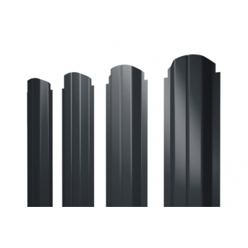 ГРАНД ЛАЙН Штакетник П-образный В с прямым резом фигурный 0,45 PE-Double RAL 7016 антрацитово-серый ГРАНД ЛАЙН Штакетник П-образный В с прямым резом фигурный 0,45 PE-Double RAL 7016 антрацитово-серый
