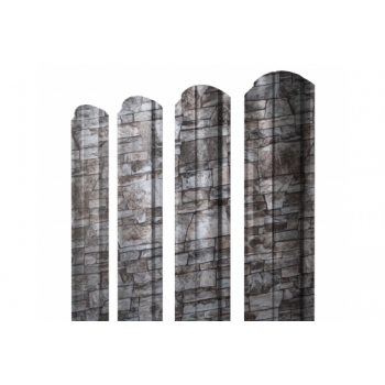 ГРАНД ЛАЙН Штакетник Полукруглый Slim фигурный 0,45 Print Elite Fine Stone TwinColor
