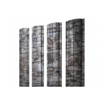 ГРАНД ЛАЙН Штакетник Полукруглый Slim с прямым резом 0,45 Print Elite Fine Stone TwinColor ГРАНД ЛАЙН Штакетник Полукруглый Slim с прямым резом 0,45 Print Elite Fine Stone TwinColor