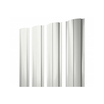 ГРАНД ЛАЙН Штакетник Полукруглый Slim с прямым резом 0,5 Satin RAL 9003 сигнальный белый