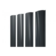ГРАНД ЛАЙН Штакетник Полукруглый Slim с прямым резом 0,5 GreenCoat Pural BT, matt RR2H3 (RAL 7016 антрацитово-серый)