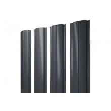 ГРАНД ЛАЙН Штакетник Полукруглый Slim с прямым резом 0,45 Drap-double TX RAL 7024 мокрый асфальт