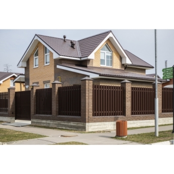 ГРАНД ЛАЙН Штакетник Прямоугольный фигурный 0,45 PE-Double RAL 8017 шоколад