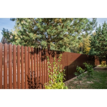 ГРАНД ЛАЙН Штакетник Прямоугольный фигурный 0,4 PE-Double RAL 8017 шоколад ГРАНД ЛАЙН Штакетник Прямоугольный фигурный 0,4 PE-Double RAL 8017 шоколад