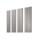 ГРАНД ЛАЙН Штакетник Twin с прямым резом 0,5 GreenCoat Pural BT, matt RR 21 светло-серый (RAL 7040 серое окно)